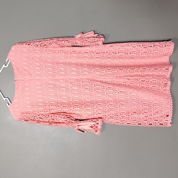 R & K Peachy Pink Cut Out Dress W Built In Lining And Tie Arms Size 18 - Picture 2 of 8